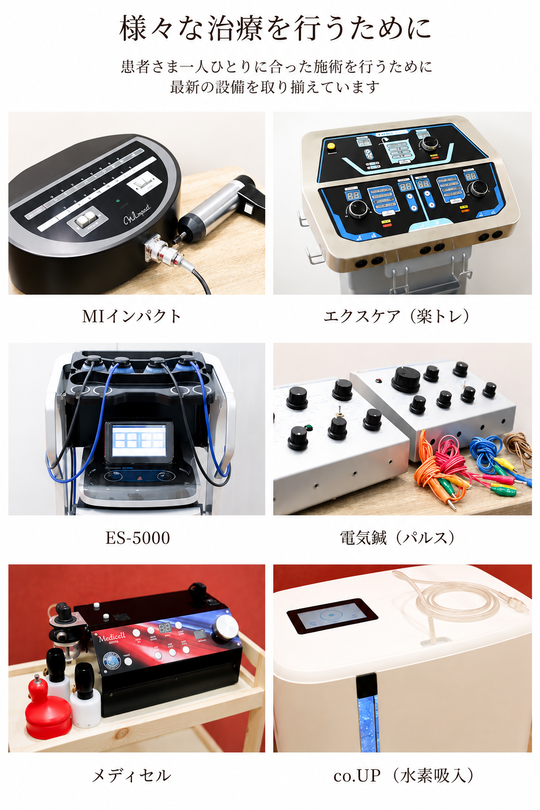 様々な治療を行うために/患者さま一人ひとりに合った施術を行うために最新の設備を取り揃えています